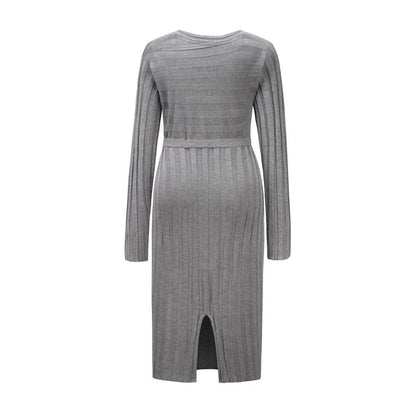 Women Knitting Pullover Lace Up Dresses for Winter-STYLEGOING