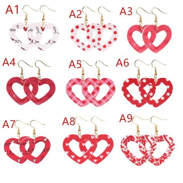 Sweetheart Design Pu Leather Earrings for Women 3pcs/Set