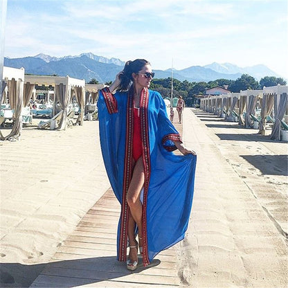 Chiffon Bohemian Embroidery Holiday Beachwear Cover Ups