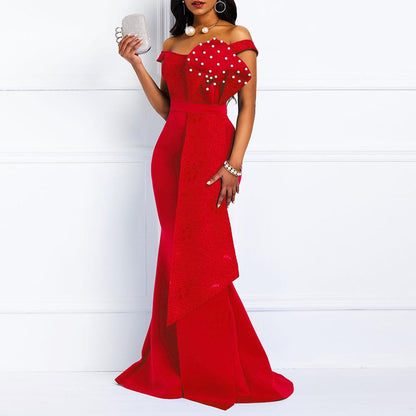 Sexy Off The Shoulder Lace Jewelry Bodycon Party Dresses-STYLEGOING
