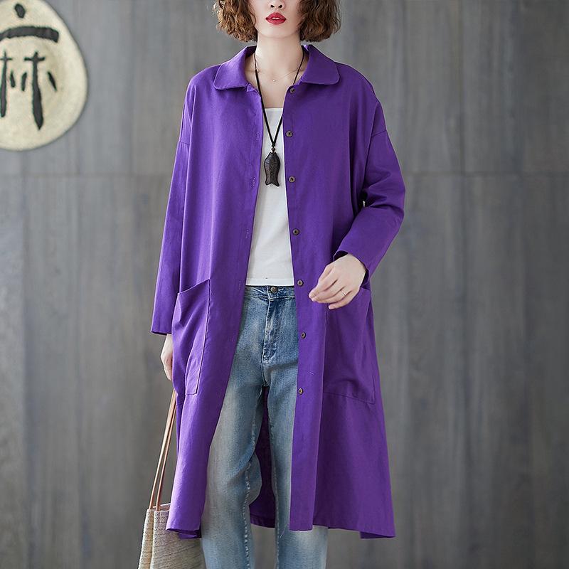 Women Plus Size Long Sleeve Shirt Overcoat-STYLEGOING