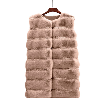 Artificial Fur Warm Winter Long Vest for Women