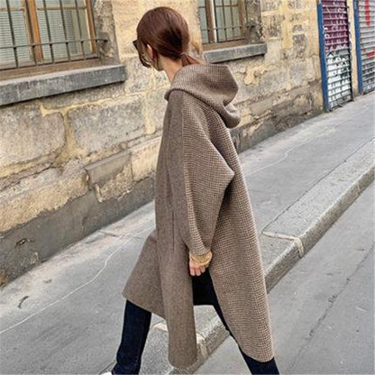 Women Knitting Split Pullower Loose Overcoat-STYLEGOING
