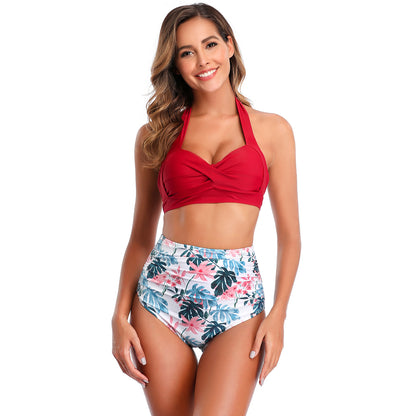Women High Waist Floral Print Bikinis