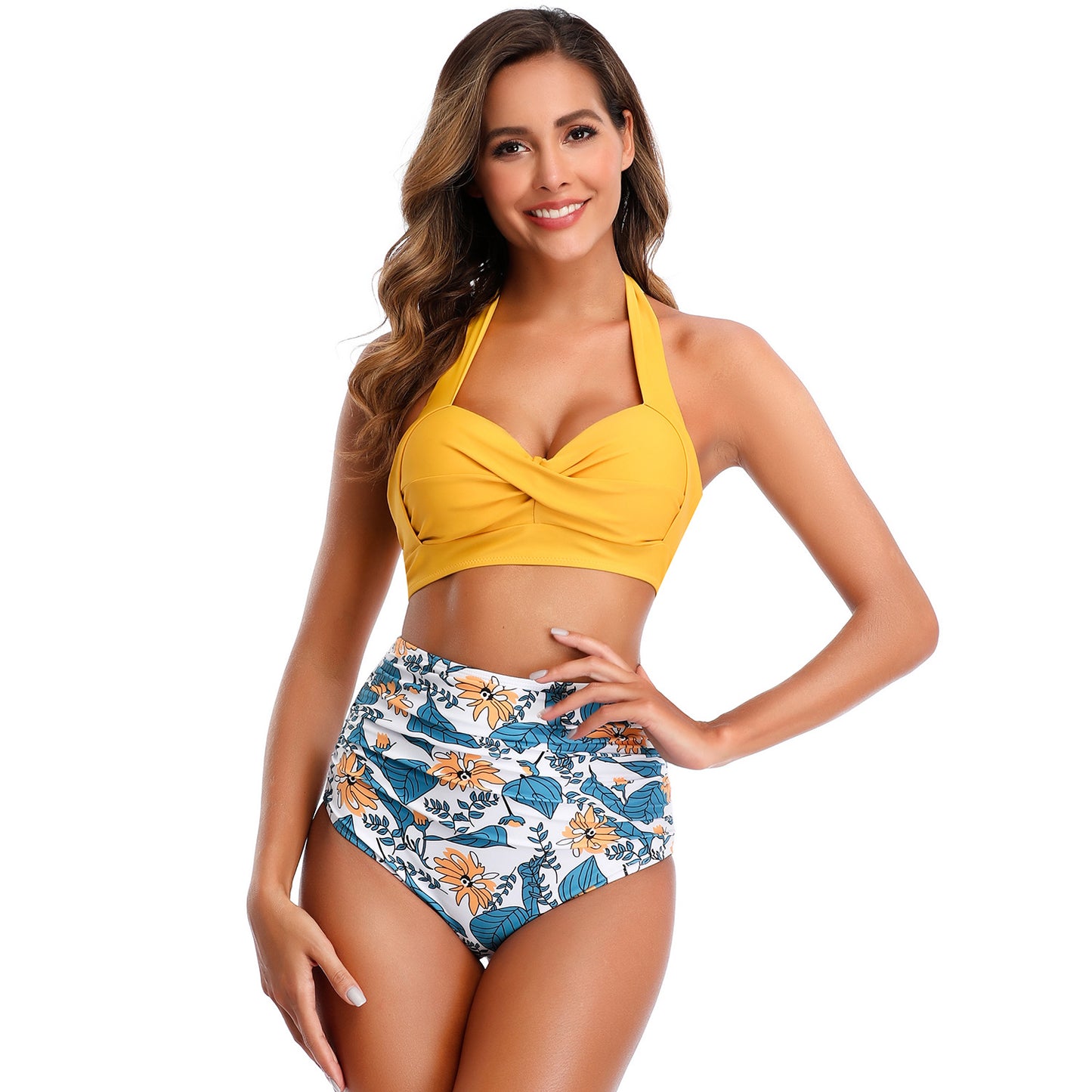 Women High Waist Floral Print Bikinis