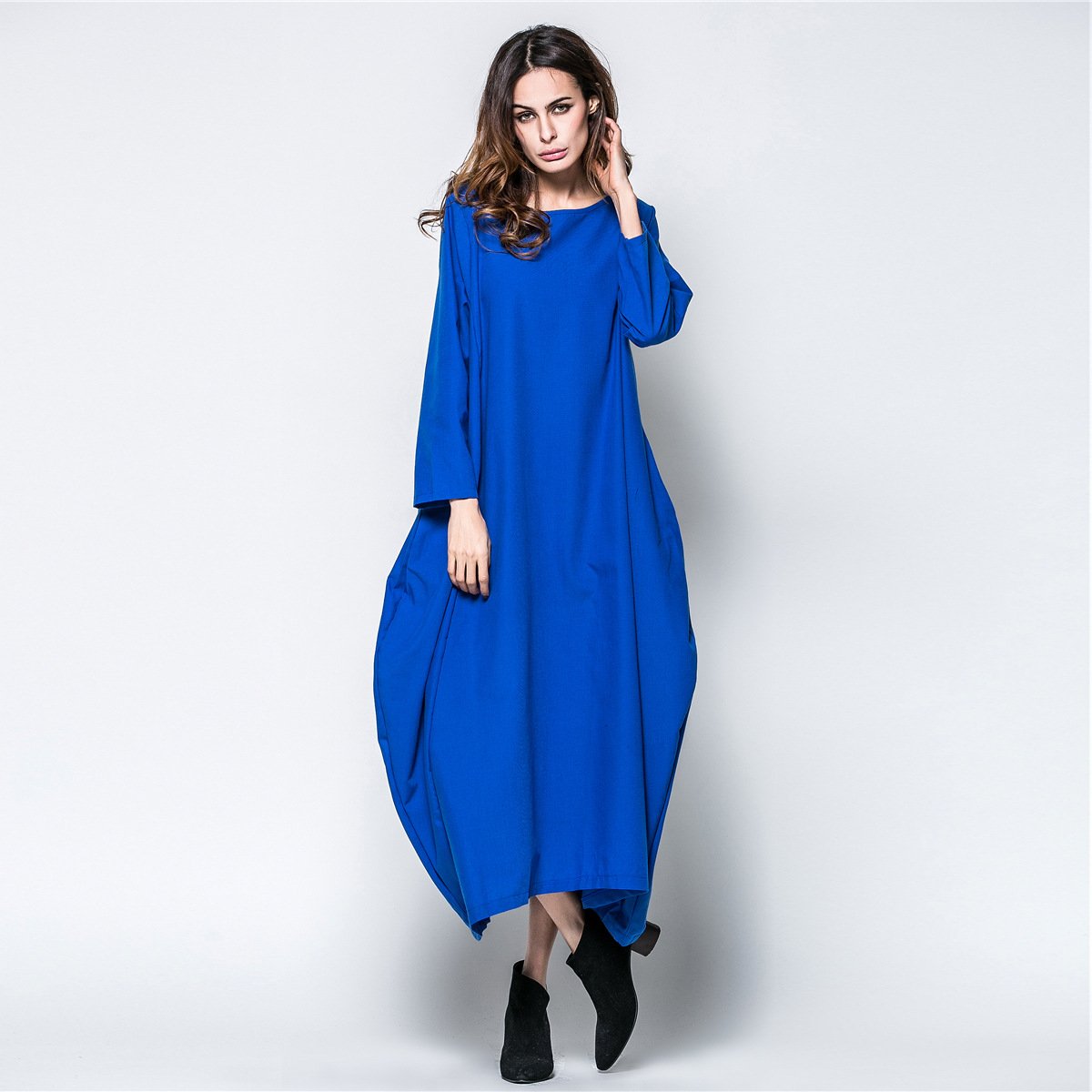 Plus Sizes Women Fall Long Cozy Dresses-STYLEGOING
