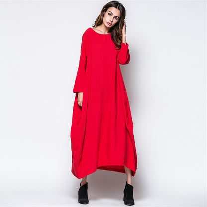 Plus Sizes Women Fall Long Cozy Dresses-STYLEGOING