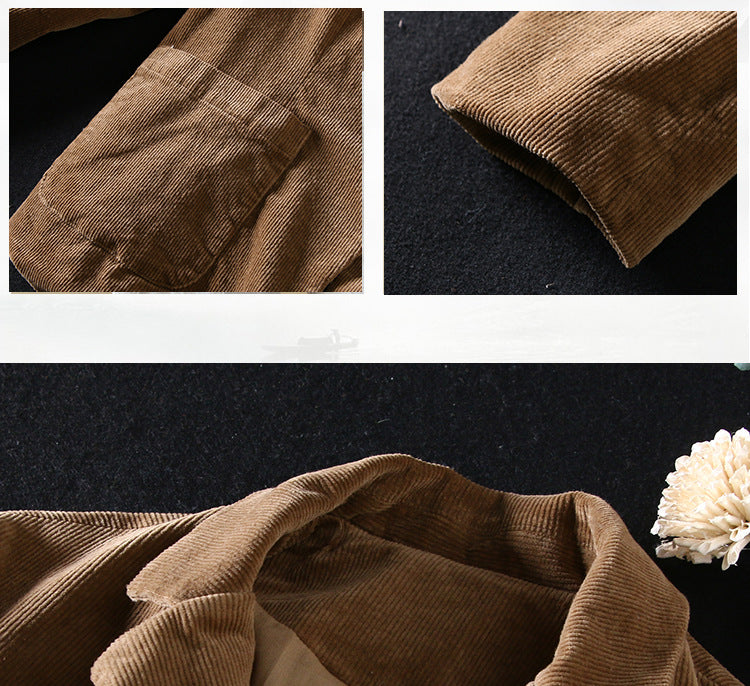 Corduroy Office Lady Coffee Blazers for Women