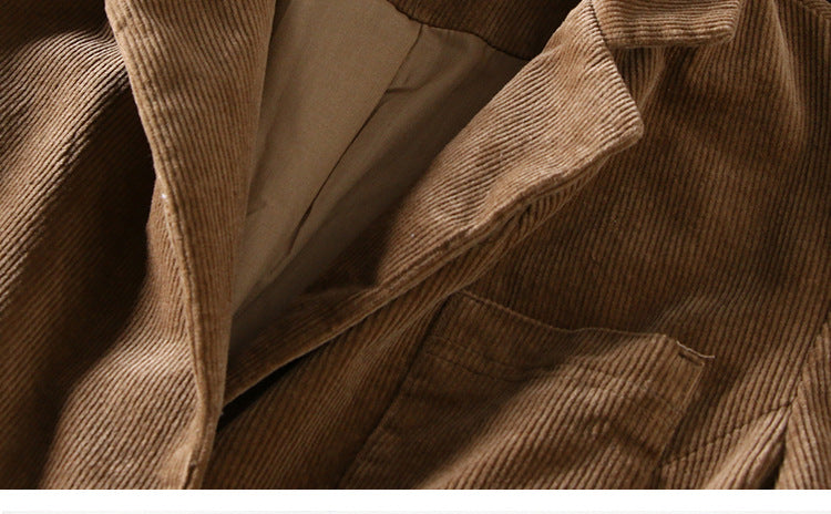 Corduroy Office Lady Coffee Blazers for Women