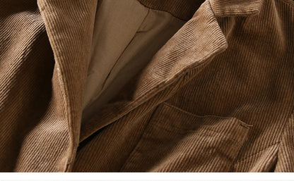 Corduroy Office Lady Coffee Blazers for Women