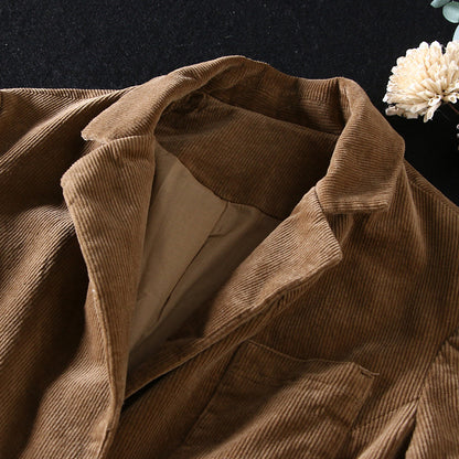 Corduroy Office Lady Coffee Blazers for Women