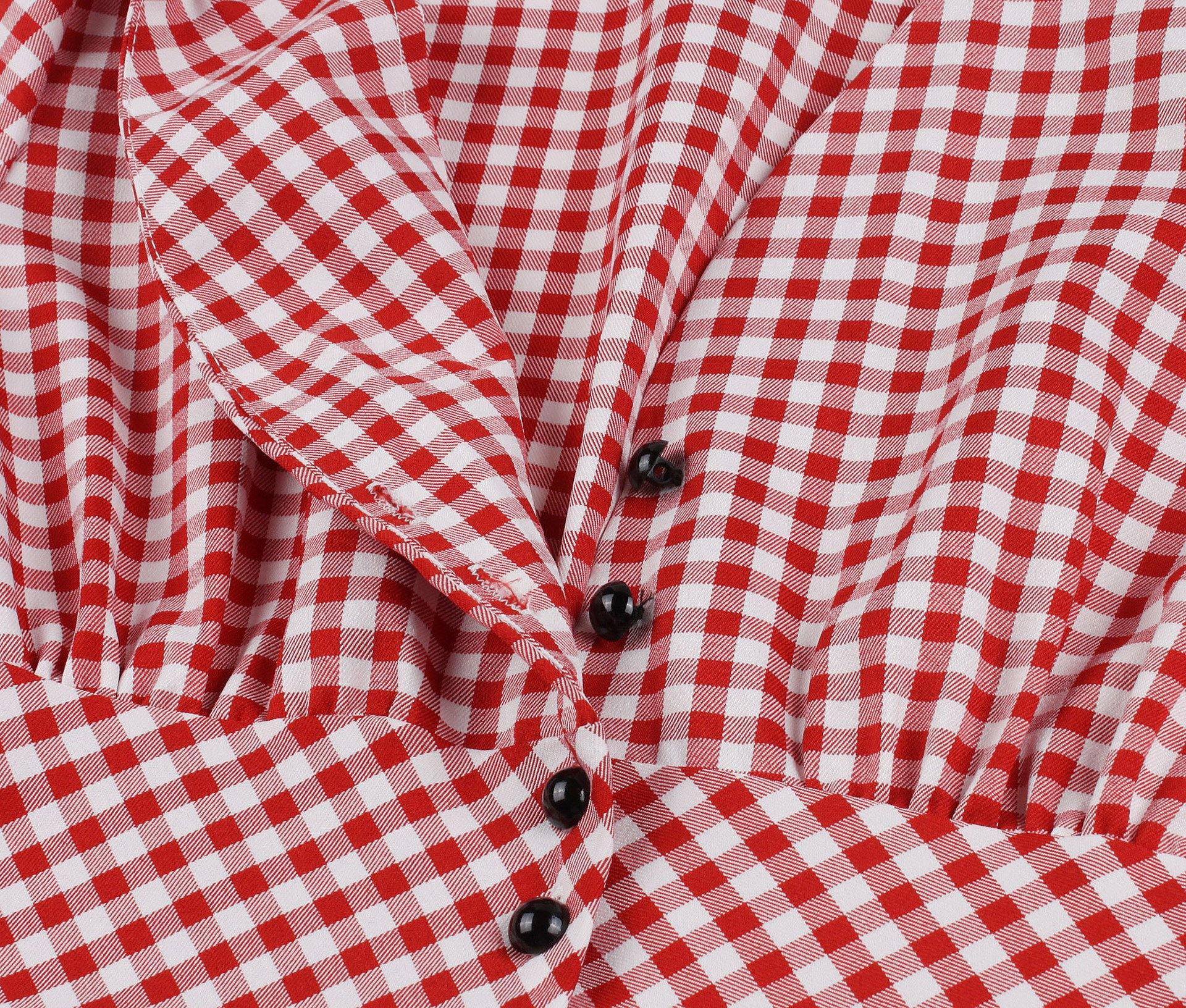 Half Sleeves Plaid Retro Dresses with Button-STYLEGOING