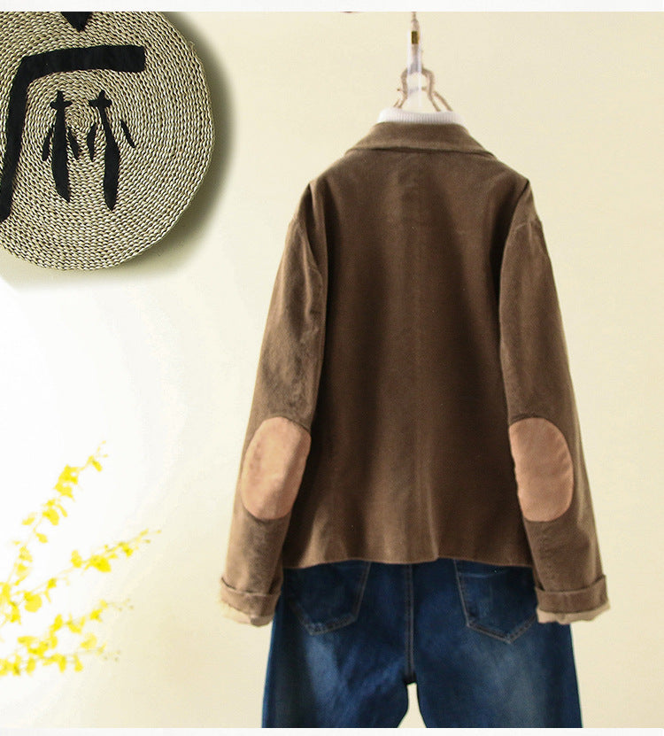 Corduroy Office Lady Coffee Blazers for Women