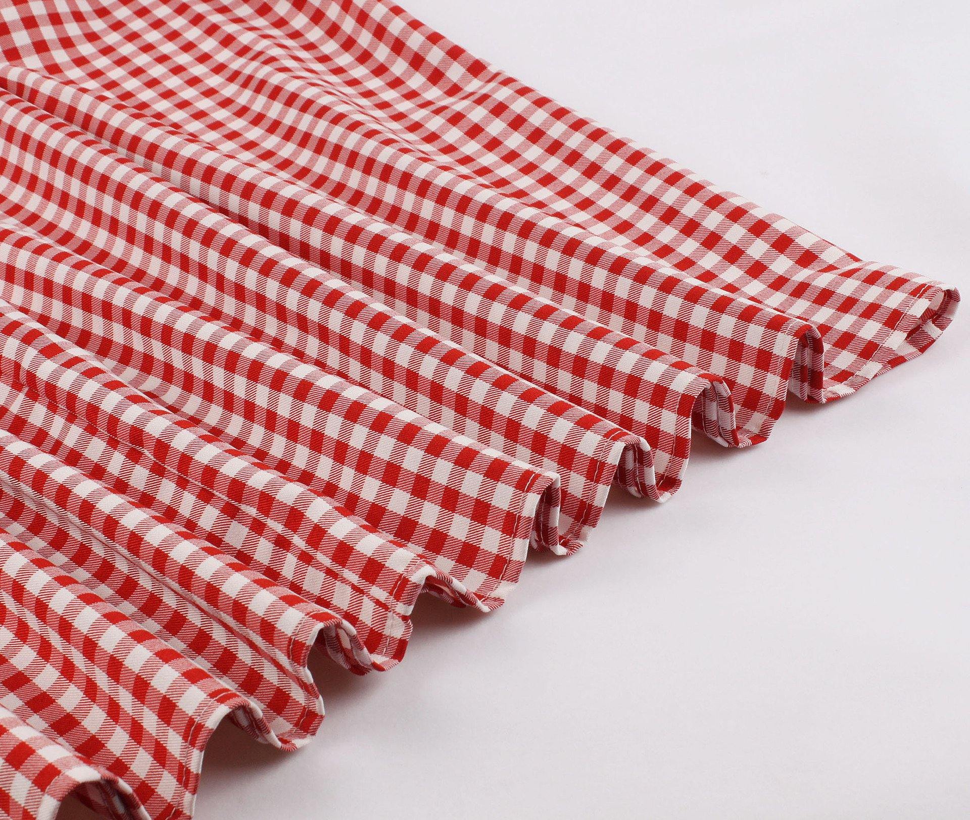 Half Sleeves Plaid Retro Dresses with Button-STYLEGOING