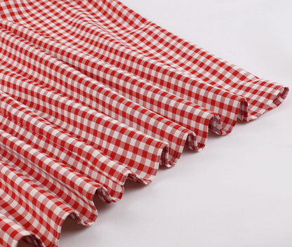 Half Sleeves Plaid Retro Dresses with Button-STYLEGOING
