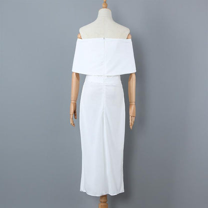 Sexy Classy Off The Shoulder Split Midi Dresses-STYLEGOING
