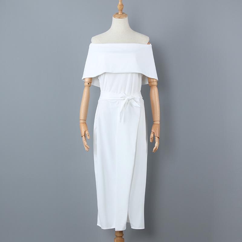 Sexy Classy Off The Shoulder Split Midi Dresses-STYLEGOING