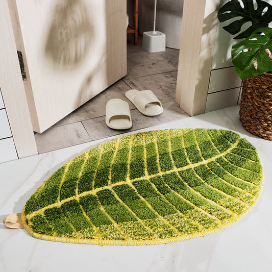 Shaped Water Absorbing Green Plantain Leaf Doormat