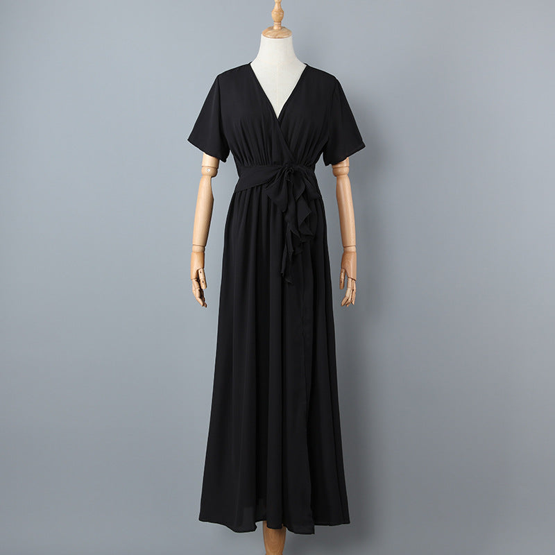 Summer Deep V Neck Chiffon Beach Long Dresses