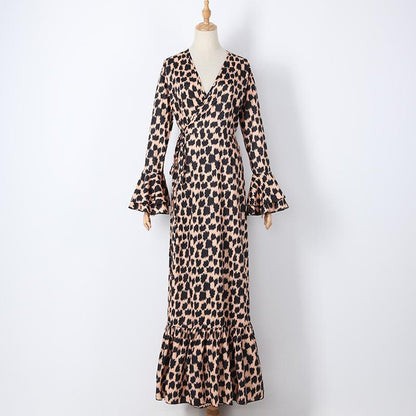 Women Sexy Leopard Summer Long Dresses-STYLEGOING