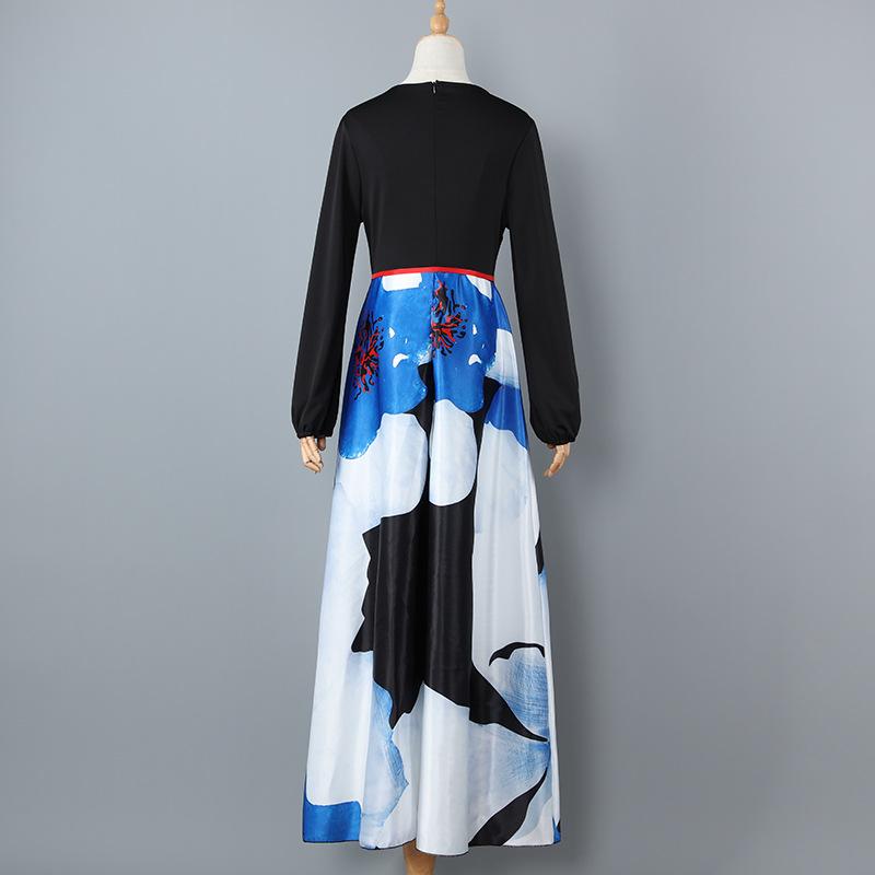 Plus Sizes V Neck Long Sleeves Dresses with Belt-STYLEGOING