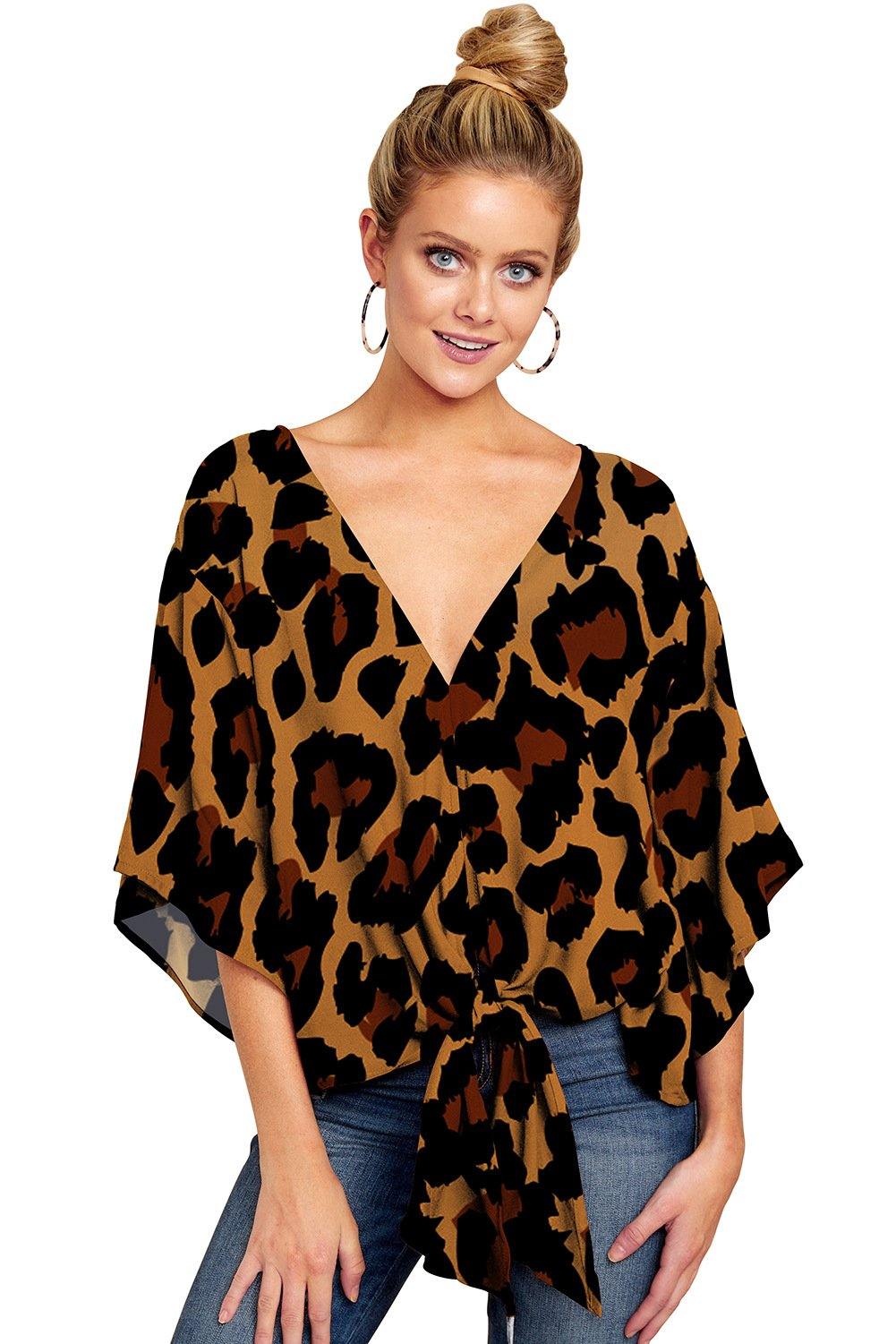 Women Summer/spring Short Sleeves V-neck Blouses-STYLEGOING