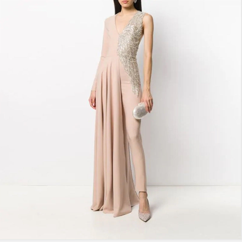 Sexy Deep V Neck Slim Jumpsuits Rompers