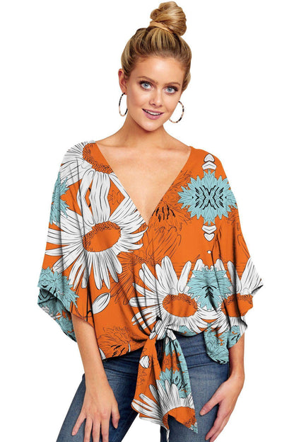 Women Summer/spring Short Sleeves V-neck Blouses-STYLEGOING