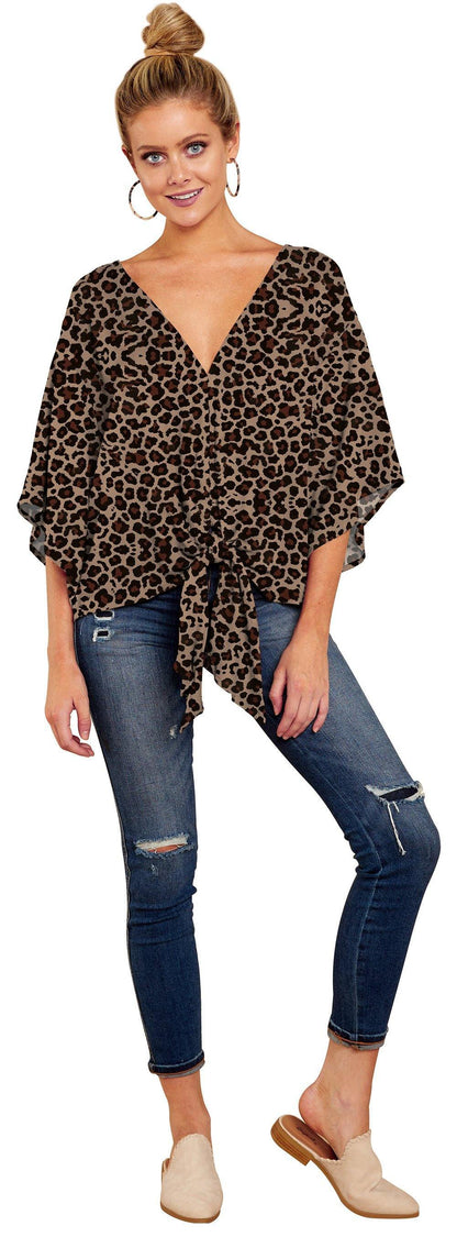 Women Summer/spring Short Sleeves V-neck Blouses-STYLEGOING