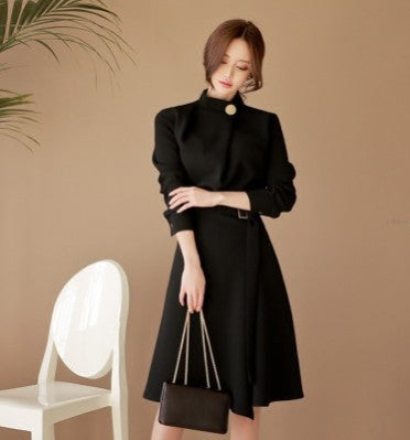 Elegant Office Lady High Neck Long Sleeves Dresses