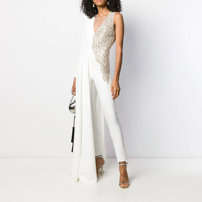 Sexy Deep V Neck Slim Jumpsuits Rompers