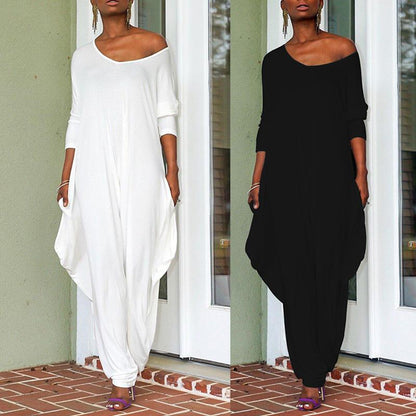 Women Plus Size Loose Casual Jumpsuits-STYLEGOING