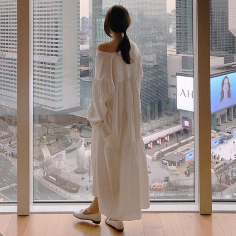 Irregular Long Sleeves Women Ruffuled Long Dresses-STYLEGOING