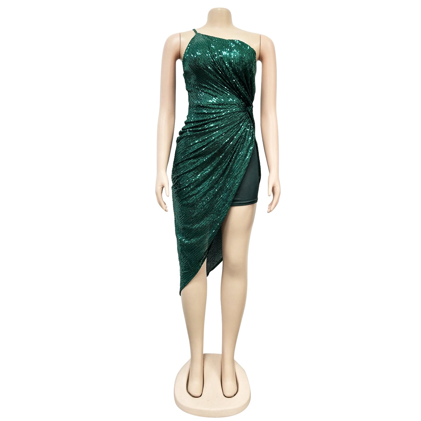 Sexy One Shoulder Sequined Irregular Party Dresses