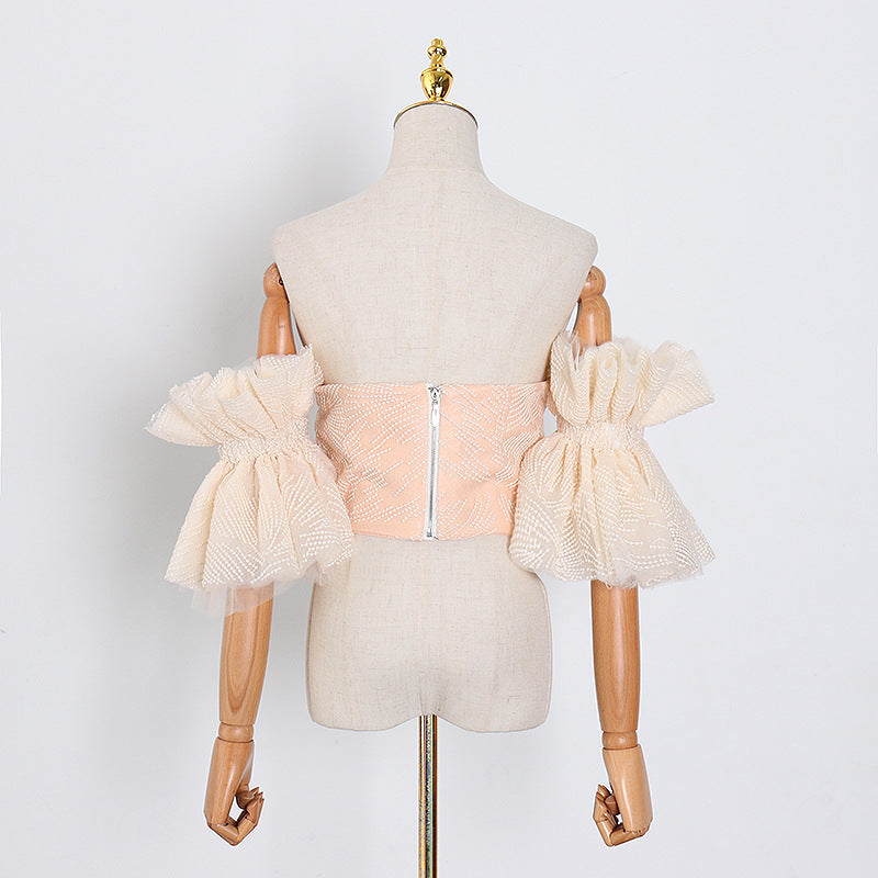 Designed Embroidery Backless Stapless Tops