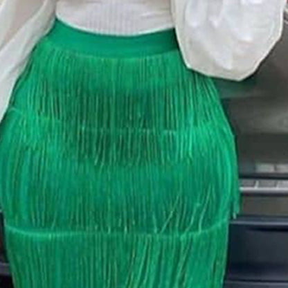 Sexy High Waist Tassels Plus Sizes Women Party Skirts