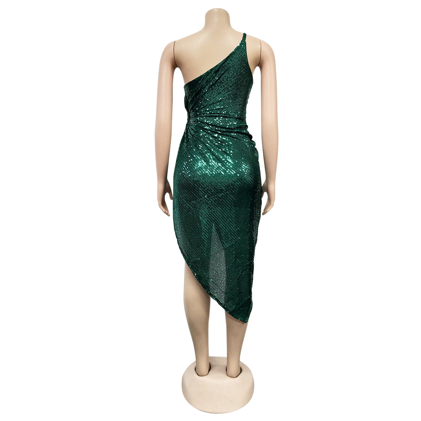 Sexy One Shoulder Sequined Irregular Party Dresses