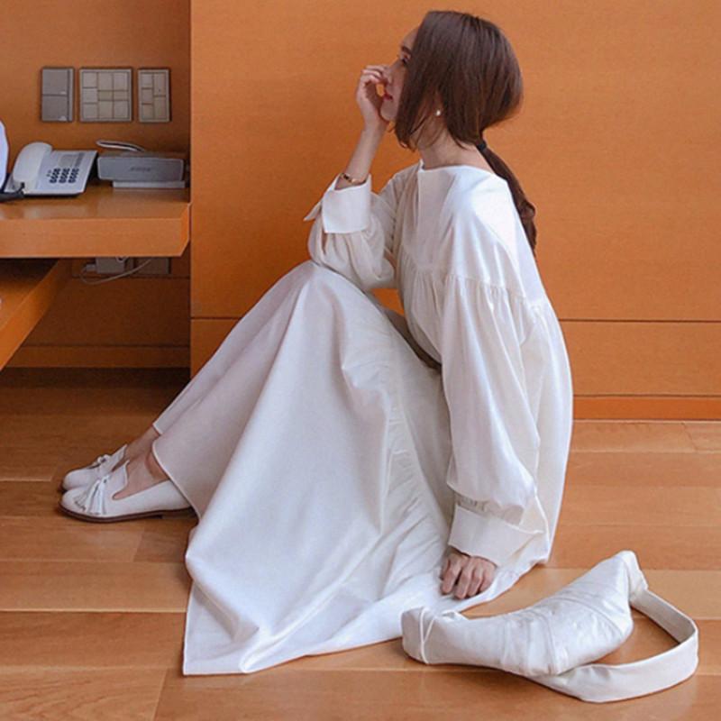 Irregular Long Sleeves Women Ruffuled Long Dresses-STYLEGOING