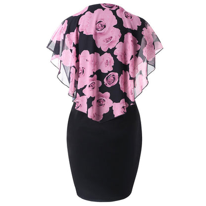 Sexy Rose Print Plus Sizes Bodycon Mini Dresses