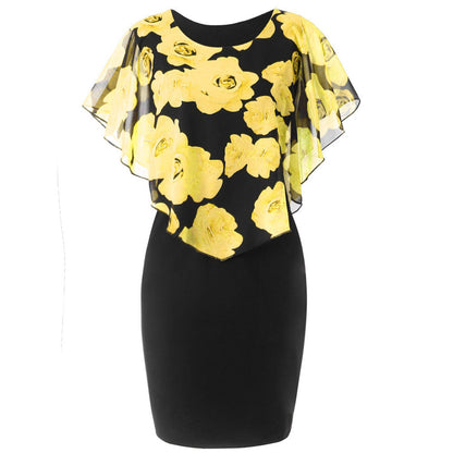 Sexy Rose Print Plus Sizes Bodycon Mini Dresses
