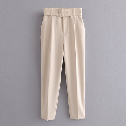 Women High Waist Casual Cropped Pants