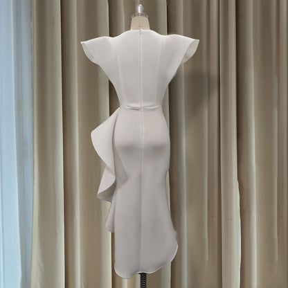 Irregular Women High Waist Ruffled Plus Sizes Dresses