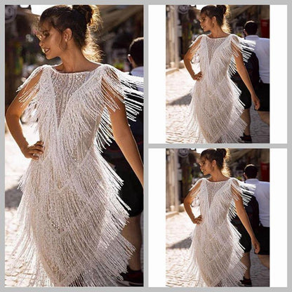 Sexy Bodycon Long Sleeves Tassel Long Sleeves-STYLEGOING