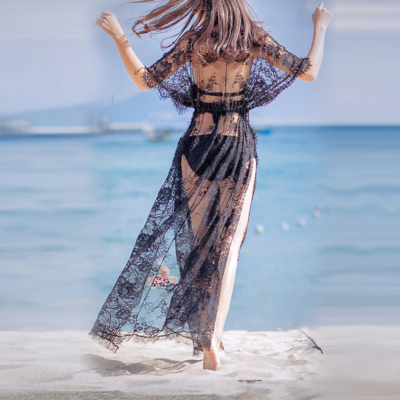Sexy See Through Lace Summer Beach Cover Up Dresses