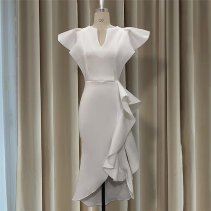 Irregular Women High Waist Ruffled Plus Sizes Dresses