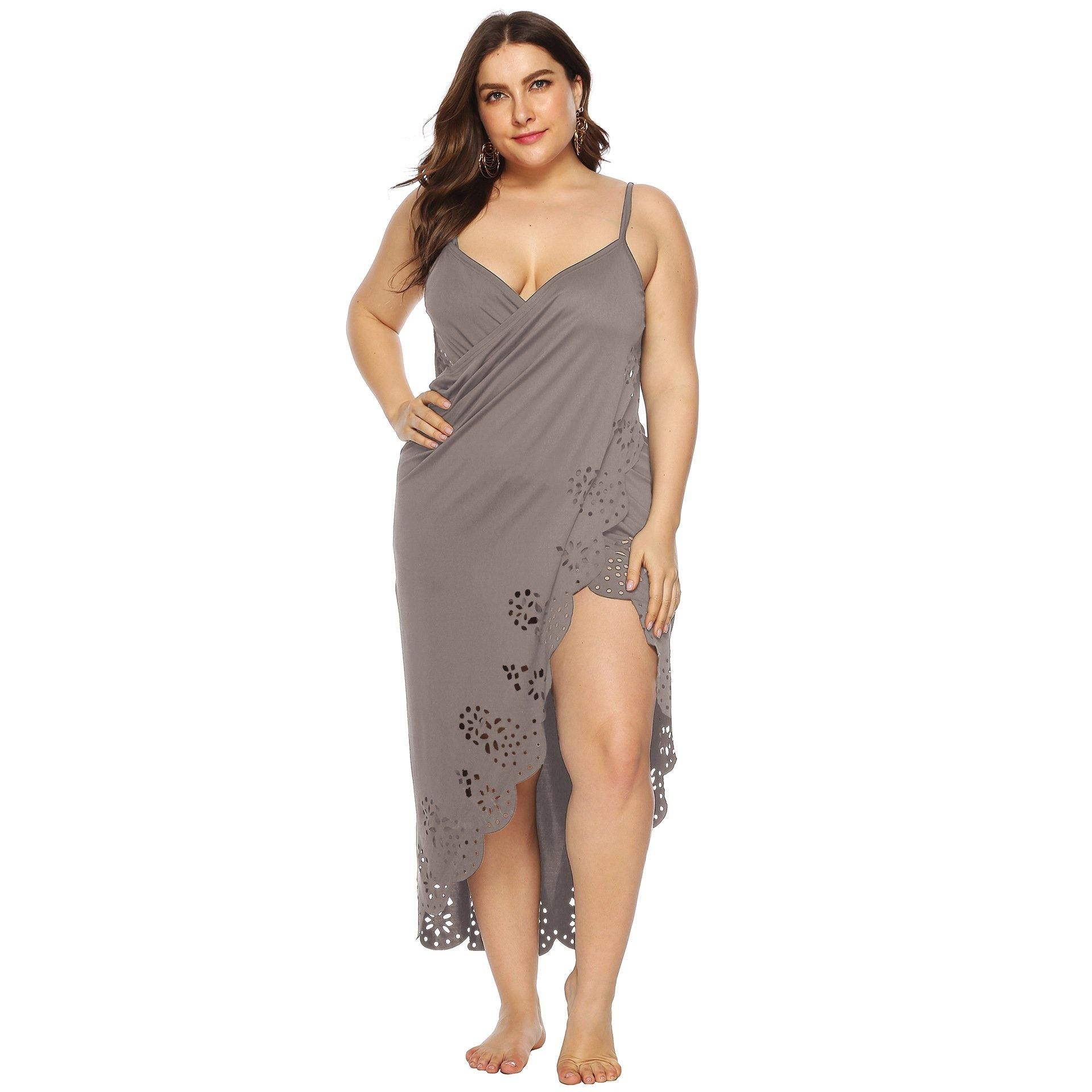Women Plus Sizes Irregular Long Cover Ups-STYLEGOING