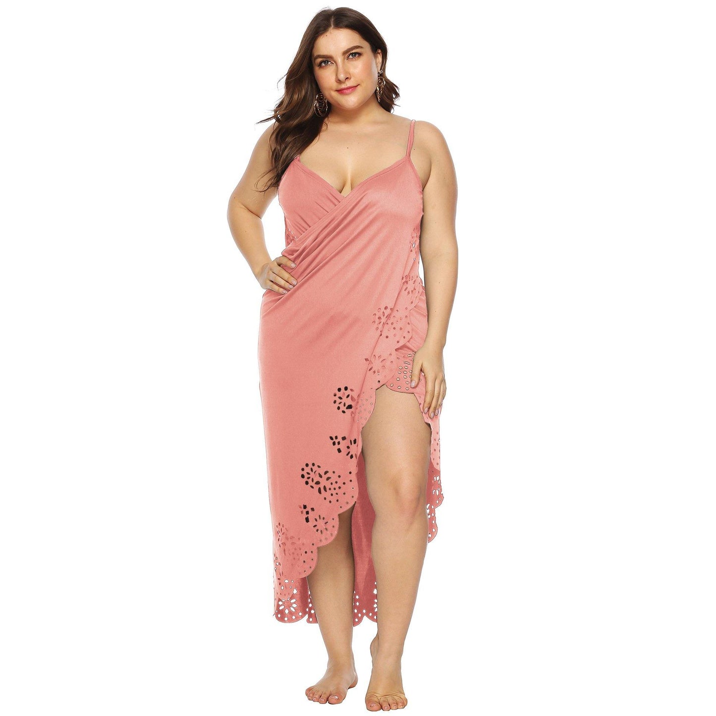 Women Plus Sizes Irregular Long Cover Ups-STYLEGOING