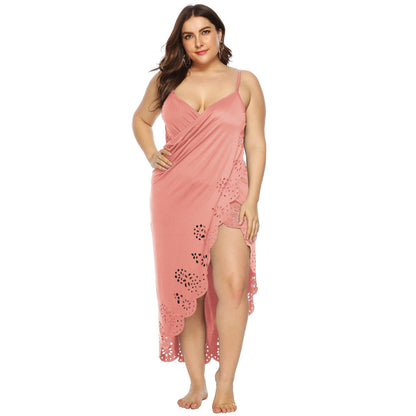 Women Plus Sizes Irregular Long Cover Ups-STYLEGOING
