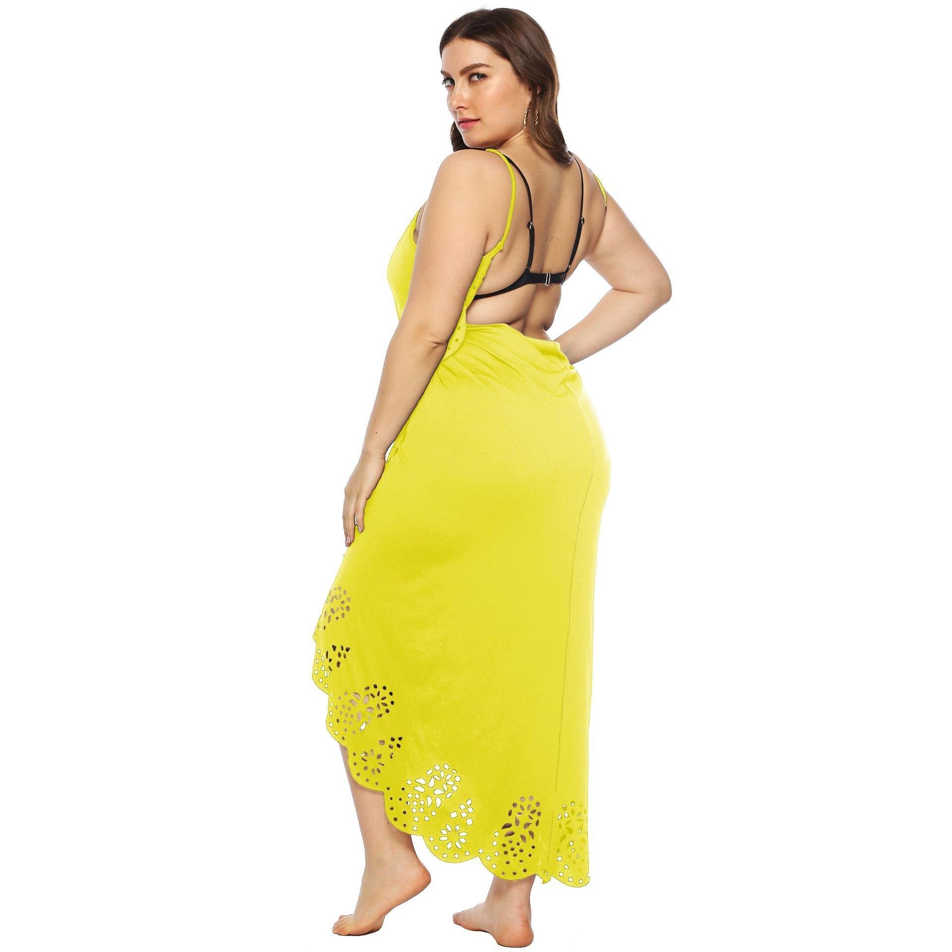 Women Plus Sizes Irregular Long Cover Ups-STYLEGOING