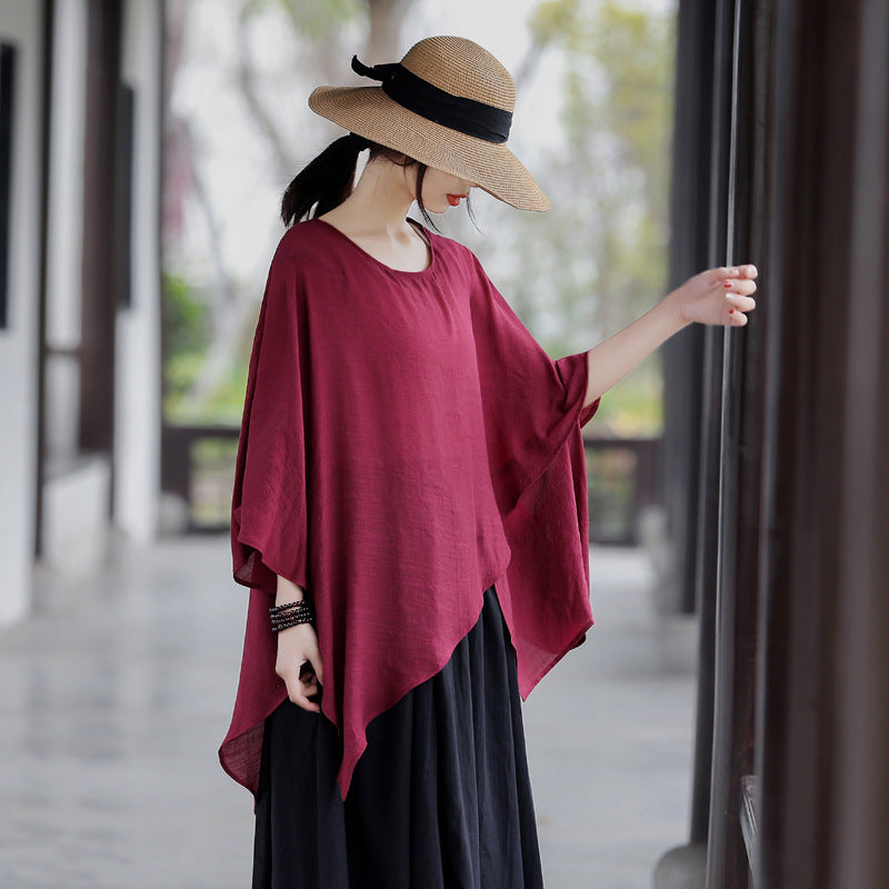 Casual Irregular Summer Linen Women Blouses